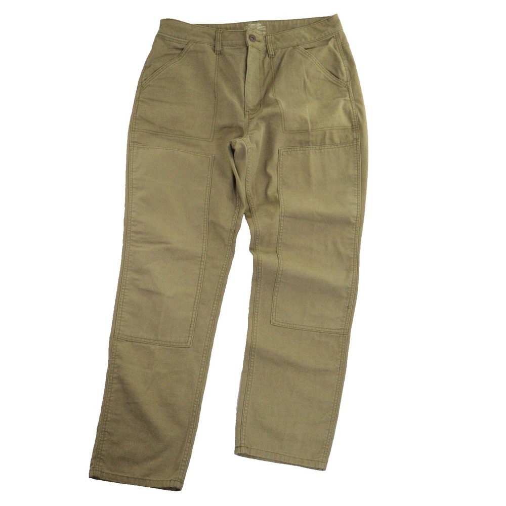 REI Co-op Trailsmith Pants Stretch Canvas Utility Green Double Knee Women 14